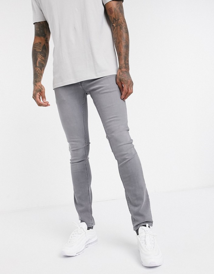 Jack and Intelligence skinny fit super stretch jeans in light gray - ShopStyle