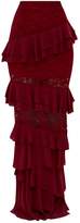 Thumbnail for your product : PrettyLittleThing Burgundy Lace Frill Detail Maxi Skirt