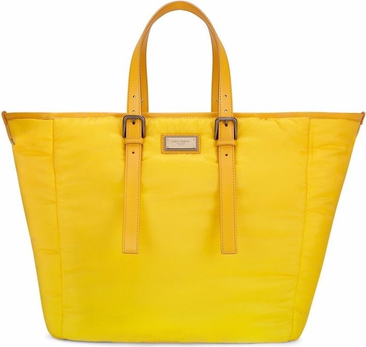 Logo Padded Tote Bag in Yellow