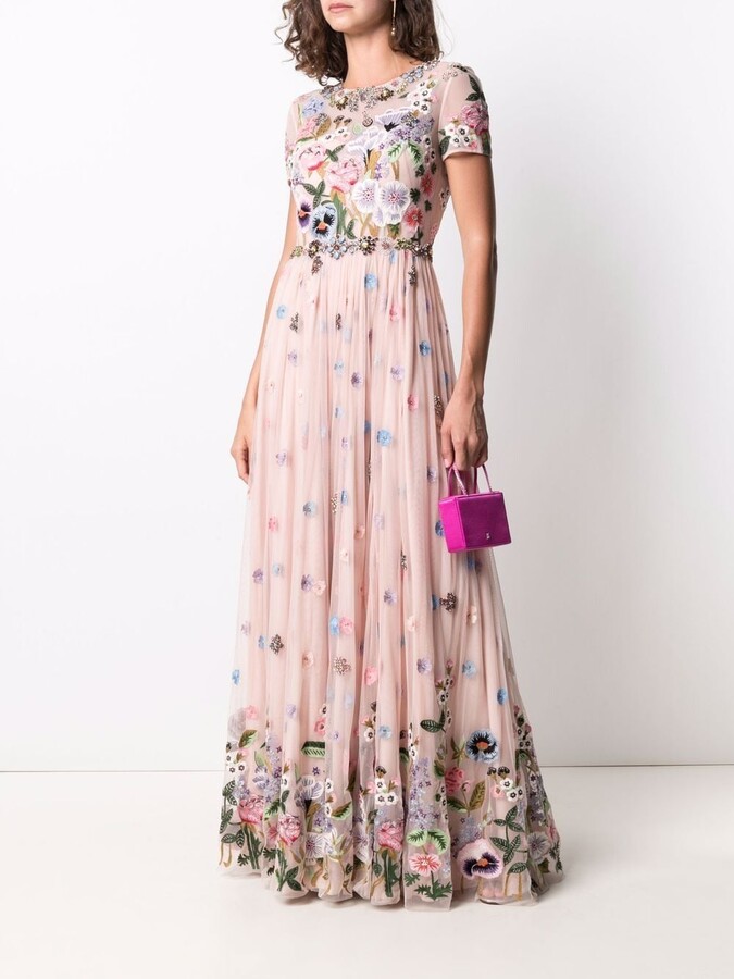 Jenny Packham FloralEmbroidered Pleated Gown ShopStyle Formal Dresses