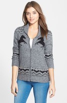 Thumbnail for your product : eric + lani 'Horse' Fuzzy Front Zip Cardigan