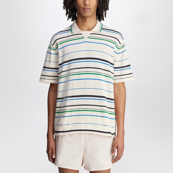 White striped polo shirt in cotton blend