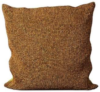 Nourison Mina Victory by Wood Beads Square Throw Pillow in Green