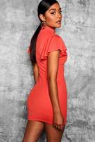 Thumbnail for your product : boohoo High Neck Frill Sleeve Bodycon Dress