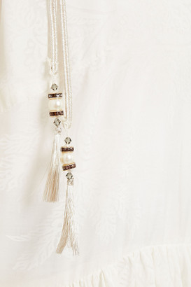 Etro Tasseled Cotton And Silk-blend Jacquard Midi Wrap Dress