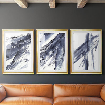 Hokku Designs Directionality I -Custom Framed Premium Print W Matt - 3 Pieces