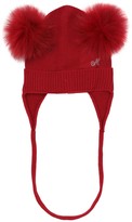 Thumbnail for your product : MonnaLisa Wool Blend Knit Hat W/ Pompoms