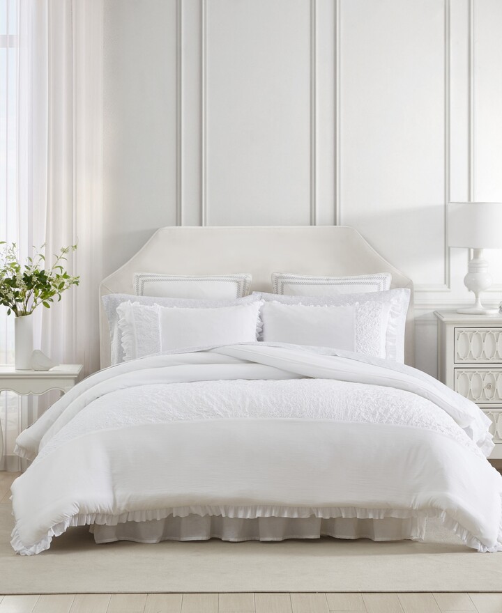 Laura Ashley Eyelet Ruffle Microfiber 2 Piece Comforter Set, Twin Xl