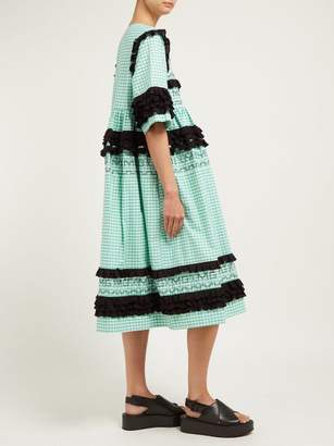 Molly Goddard Macy Ruffled Gingham-cotton Midi Dress - Womens - Green