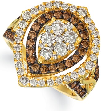 LeVian Chocolate & Nude Diamond Cluster Halo Ring (1-9/10 ct. t.w.) in 14k Rose, Yellow or White Gold