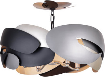 George Kovacs by Minka George Kovacs Metalo Misto 4 Lights Semi Flush Mount In Coal With Atlas And Midnight S Finish