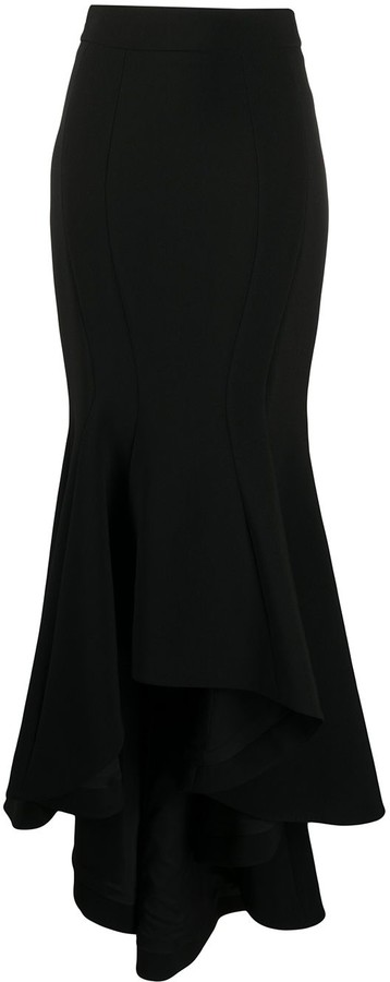 black fishtail maxi skirt
