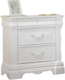 Canora Grey White 3-Drawer Nightstand With Hidden Top Drawer