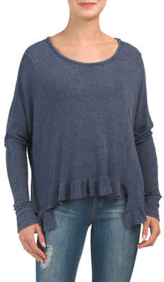 Juniors Made In Usa Ribbed Ruffle Bottom Knit Top