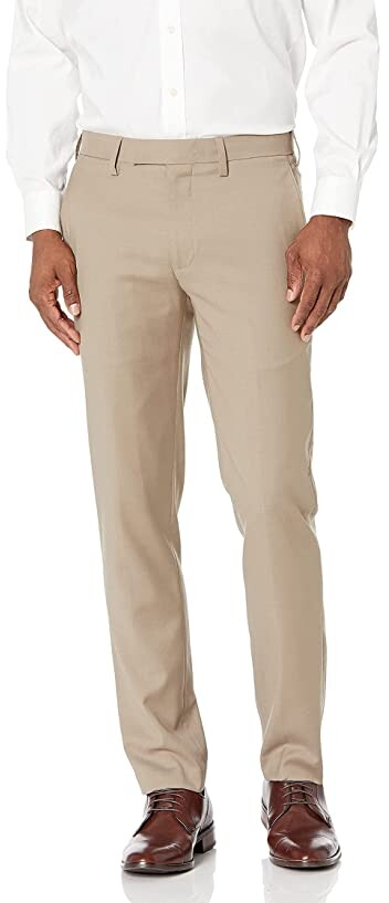 EVEDESIGN Mens Sharkskin Anti-Wrinkle Pants Flat Front Slim Business Pant with Pockets 