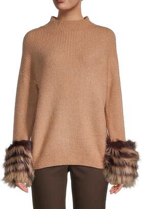Saks Fifth Avenue Faux Fur-Cuff Sweater - ShopStyle