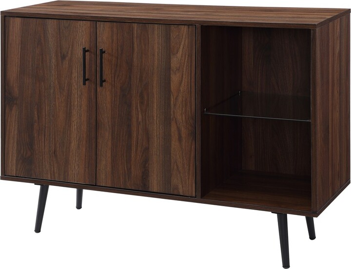 44" MidCentury Modern Asymmetrical Sideboard Dark Walnut Saracina