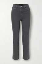 Thumbnail for your product : J Brand Jules Distressed High-rise Straight-leg Jeans