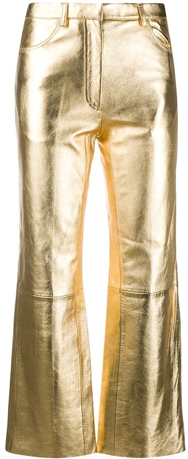metallic flared trousers