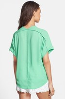 Thumbnail for your product : Lush Cuff Sleeve Woven Tee