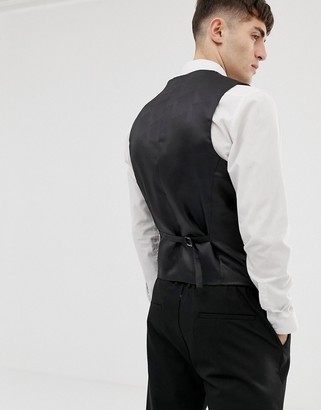 Asos Design ASOS Slim Suit vest In Moons Wool Rich Burgundy Check