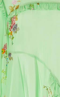 Preen Line Kapona Asymmetric Floral-Print Chiffon Top