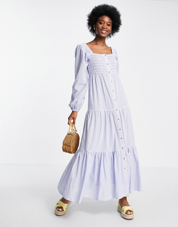 button through maxi dress