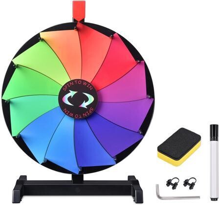 Yescom USA, Inc. WinSpin 15' Tabletop Color Prize Wheel 12 Slots Editable Fortune Spinning Wheel for Tradeshow Carnival Game Wheel, Pinwheel Series