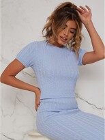 Thumbnail for your product : Chi Chi London Cable Knit Short Sleeve Top - Blue