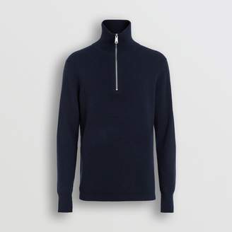 Burberry Rib Knit Cashmere Half-zip Sweater
