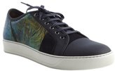 Thumbnail for your product : Lanvin navy suede and rubber low-cut iridescent sneakers