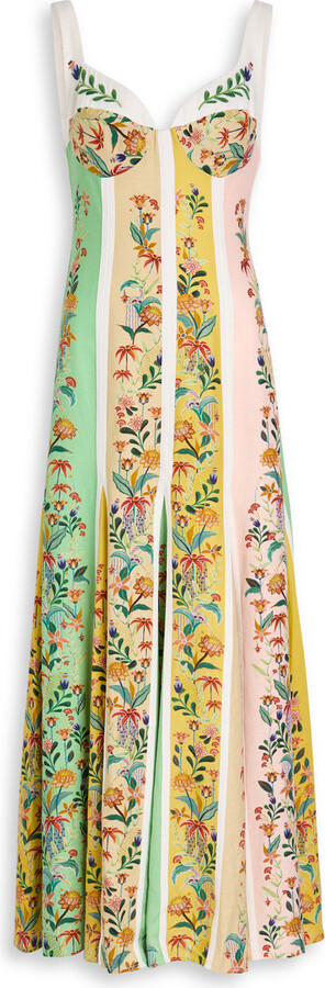 Farm Rio Striped Linen-blend Maxi Dress
