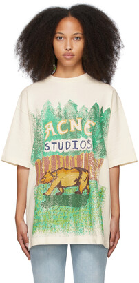 Acne Studios Beige Grant Levy Lucero Edition Oversized Graphic T-Shirt