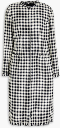 Checked cotton-blend tweed coat