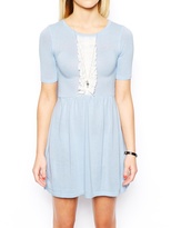 Thumbnail for your product : ASOS PETITE Exclusive Knitted Skater Dress with Ruffle Front