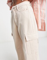 Thumbnail for your product : New Look Petite wide leg cargo jean in ecru