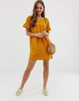 Thumbnail for your product : ASOS Design DESIGN reversible frill sleeve broderie smock dress