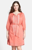 Thumbnail for your product : Caslon Embroidered Cotton Peasant Dress