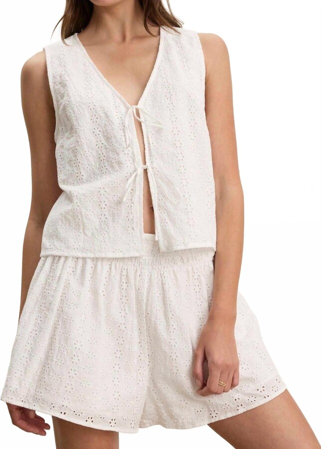 Ava Eyelet Top In White