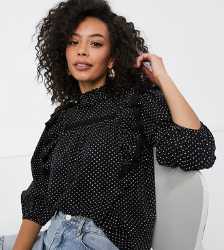 polka dot ruffle blouse