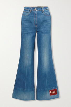 Gucci Appliqued High-rise Flared Jeans