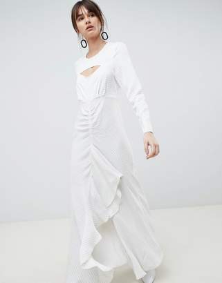 ASOS Ruffle Maxi Dress in Grid Print