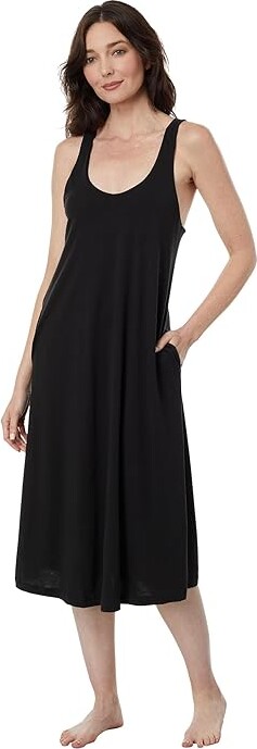 Skin Organic Pima Cotton Catherine Long Pocket Chemise with Shelf Bra  (Black) Women's Pajama - ShopStyle Nightgowns