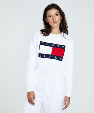 Tommy Jeans TJW Tommy Logo Crew Jumper White