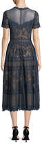 Thumbnail for your product : Tadashi Shoji Lace High-Neck Pleated A-Line Cocktail Dress