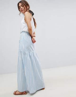 ASOS Design Cotton Maxi Skirt With Pockets In Stripe
