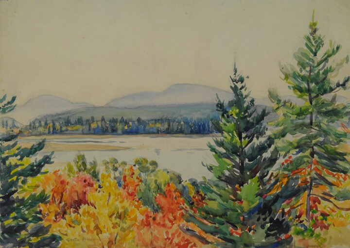 Greta Allen, untitled (Maine Autumn Landscape across the narrows from Mt. Desert), 1945-1955