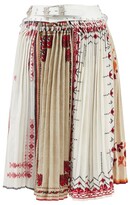 Thumbnail for your product : Chopova Lowena Panelled Belted Cotton Midi Skirt - White Multi
