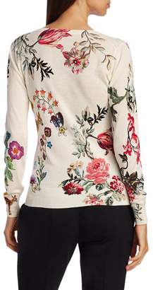 Etro Bambi Floral Print Silk & Cashmere Sweater