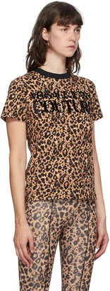 Versace Jeans Couture Beige & Black Leopard Logo T-Shirt